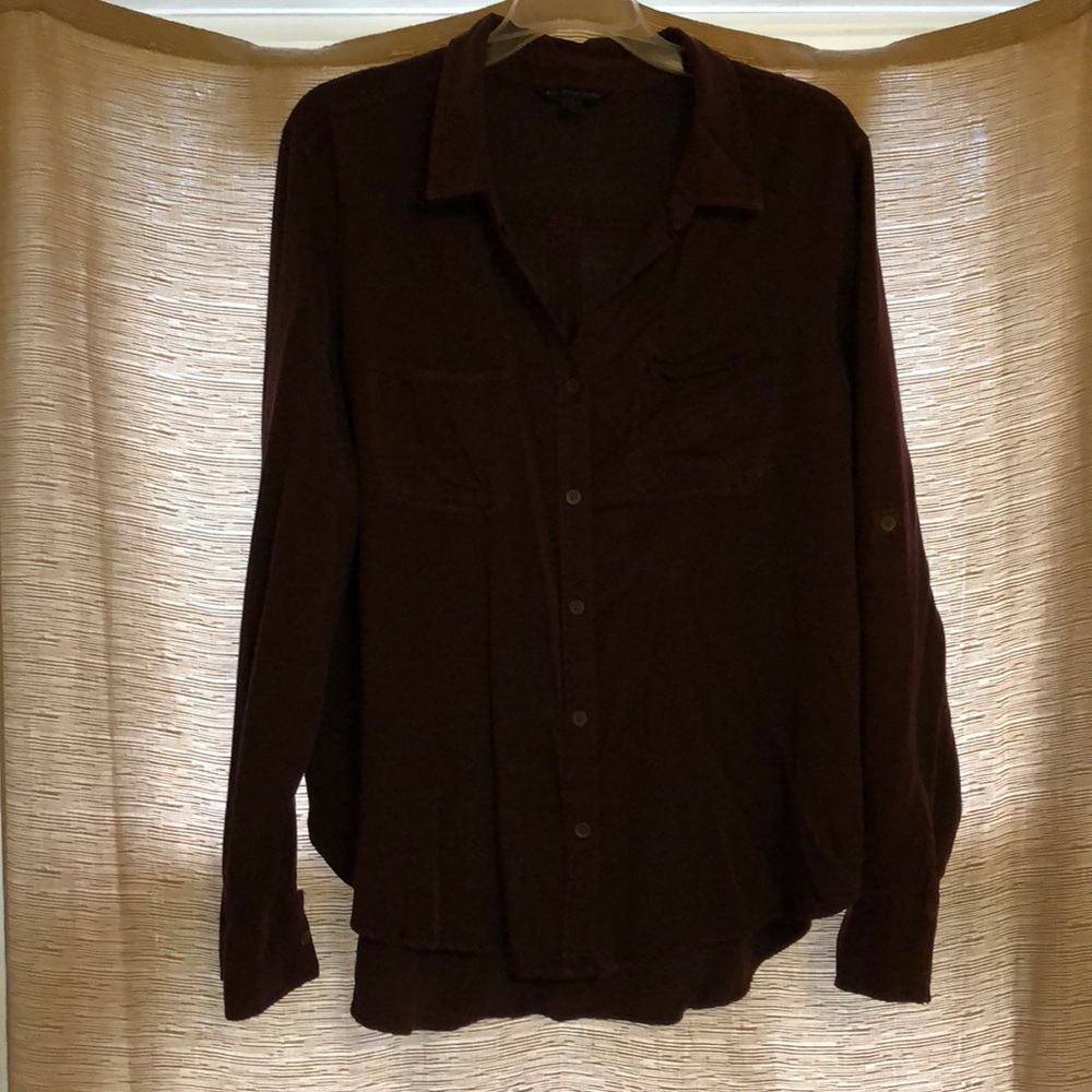 Maroon flannel- longer in the back